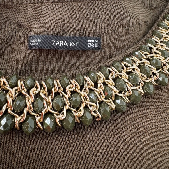 Zara Knit Beaded Scoop Neck Long Sleeve Blouse - Picture 11 of 11